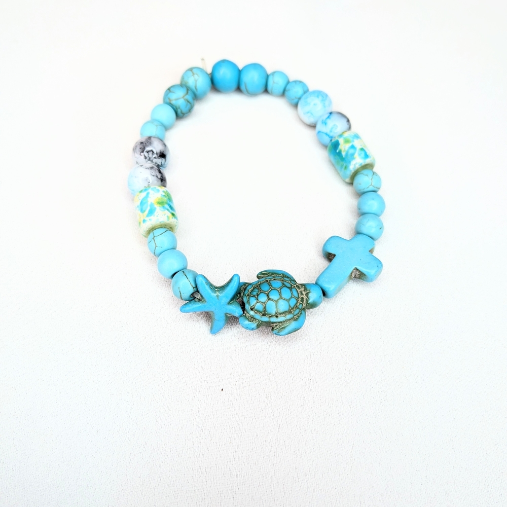 Ocean Themed Beaded Bracelet - Blue and Green